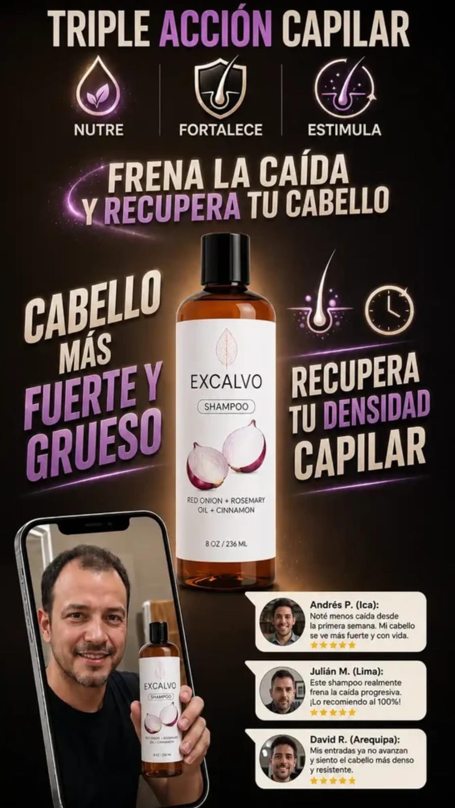 Excalvo Shampoo Botánico 240ML - Sin Químicos Agresivos